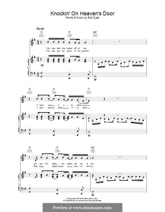 Knockin On Heaven S Door Por B Dylan Partituras On Musicaneo
