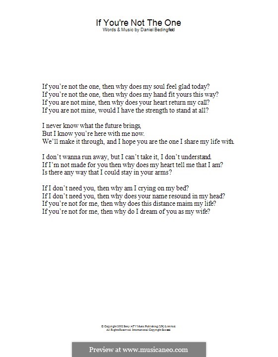 If You're Not The One: só letras by Daniel Bedingfield