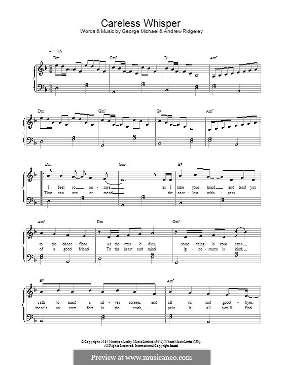 Careless Whisper: Facil para o piano by Andrew Ridgeley, George Michael