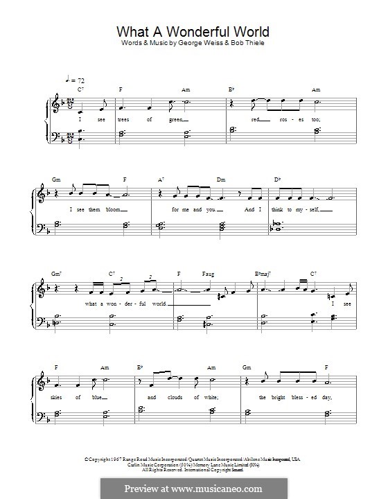 What a Wonderful World, for Piano por B. Thiele, G.D. Weiss em músicaNeo