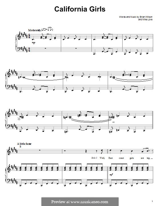 California Girls (The Beach Boys): Para vocais e piano (ou Guitarra) by Brian Wilson, Mike Love