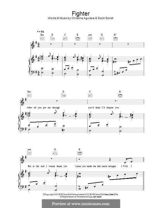 Fighter: Para vocais e piano (ou Guitarra) by Christina Aguilera, Scott Storch