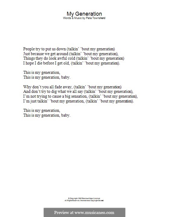 My Generation (The Who): só letras by Peter Townshend