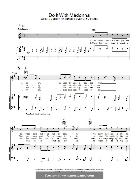 Do It with Madonna (The Androids): Para vocais e piano (ou Guitarra) by Cameron McKenzie, Tim Henwood