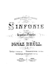 Symphony in E Minor, Op.31: para piano de quadro mãos by Ignaz Brüll