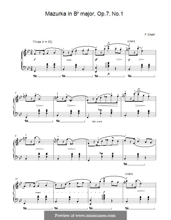 Mazurkas, Op.7: No.1 em B flat maior by Frédéric Chopin
