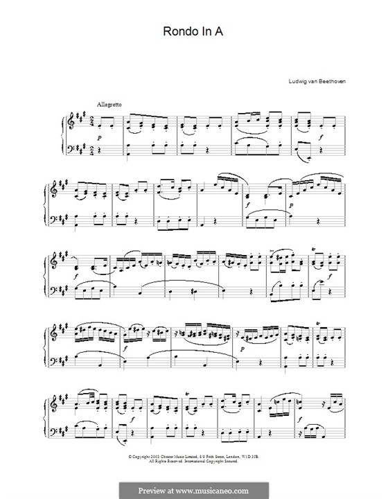 Rondo in A Major, WoO 49: Para Piano by Ludwig van Beethoven