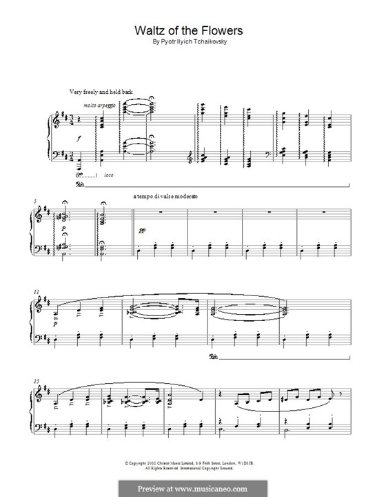 No.8 Waltz of the Flowers: para piano (partituras de alta qualidade) by Pyotr Tchaikovsky