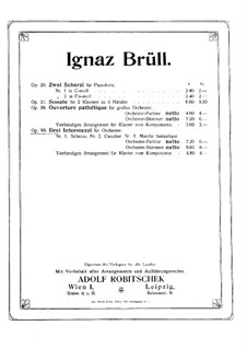 Three Intermezzo, Op.99: para piano de quadro mãos by Ignaz Brüll