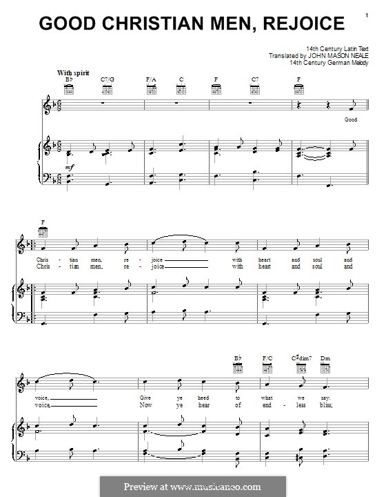 Good Christian Men, Rejoice: Para vocais e piano (ou Guitarra) by folklore
