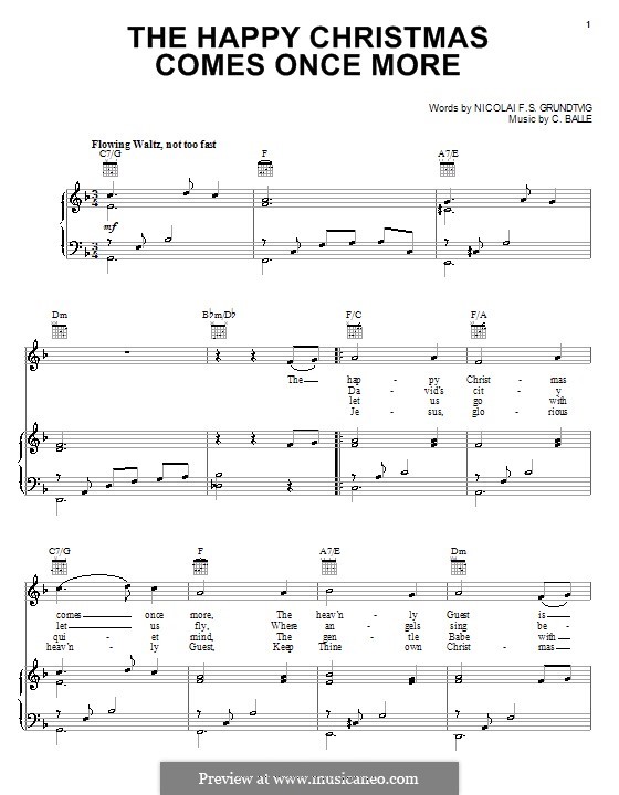 The Happy Christmas Comes Once More: Para vocais e piano (ou Guitarra) by C. Balle