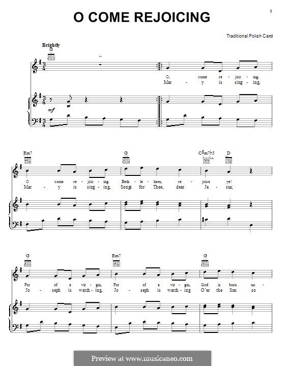 O Come Rejoicing: Para vocais e piano (ou Guitarra) by folklore