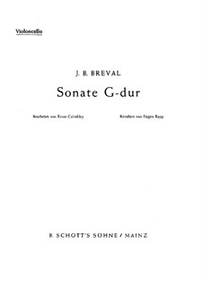 Sonata for Cello and Piano in G Major: Sonata for Cello and Piano in G Major by Jean-Baptiste Bréval