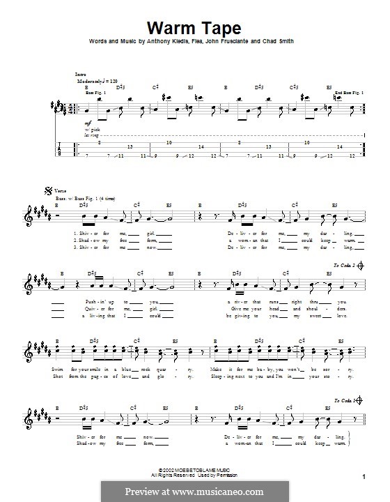 Warm Tape (Red Hot Chili Peppers): para baixo com guia by Anthony Kiedis, John Frusciante