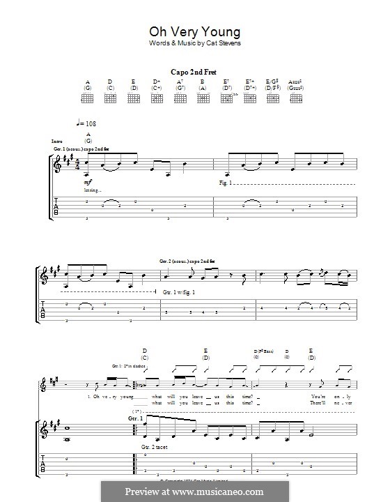 Oh Very Young: Para guitarra com guia by Cat Stevens
