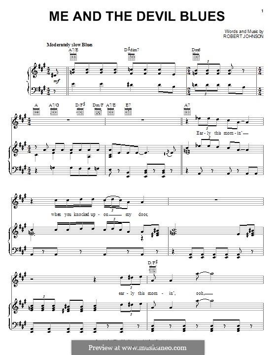 Me and the Devil Blues (Eric Clapton): Para vocais e piano (ou Guitarra) by Robert Leroy Johnson