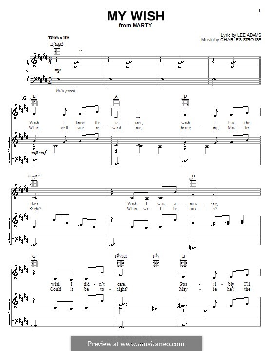 Wish: Para vocais e piano (ou Guitarra) by Charles Strouse