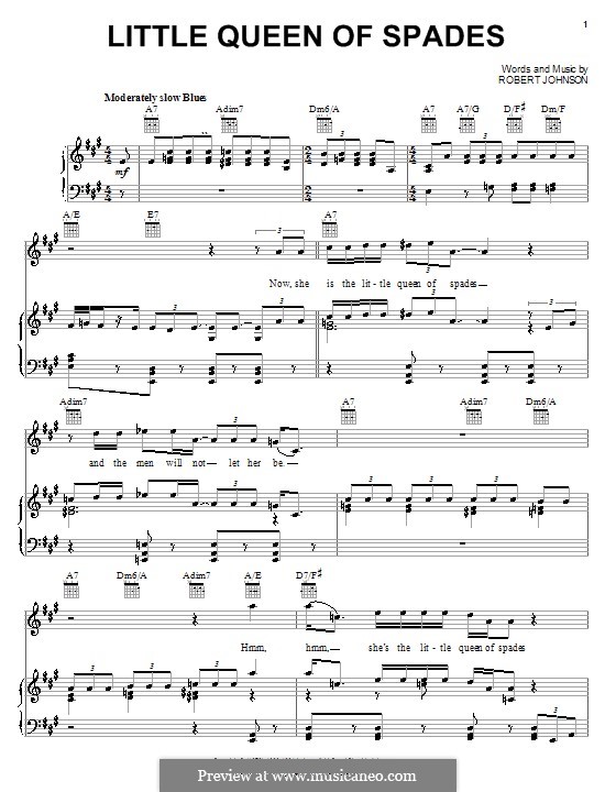 Little Queen of Spades (Eric Clapton): Para vocais e piano (ou Guitarra) by Robert Leroy Johnson