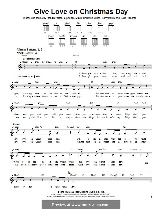 Give Love on Christmas Day: Para guitarra (versão facil) by Alphonso Mizell, Christine Yarian Perren, Freddie Perren