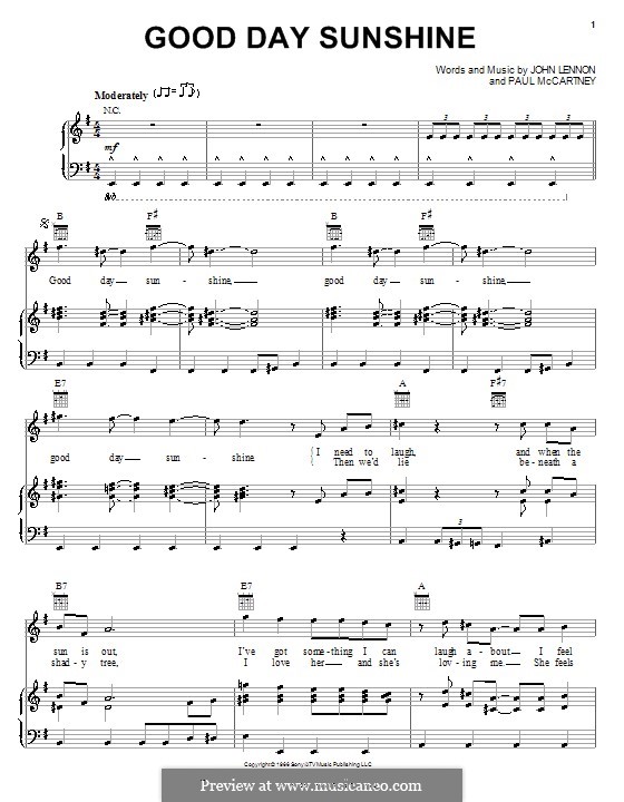 Good Day Sunshine (The Beatles): Para voz e piano ou guitarra (E menor) by John Lennon, Paul McCartney