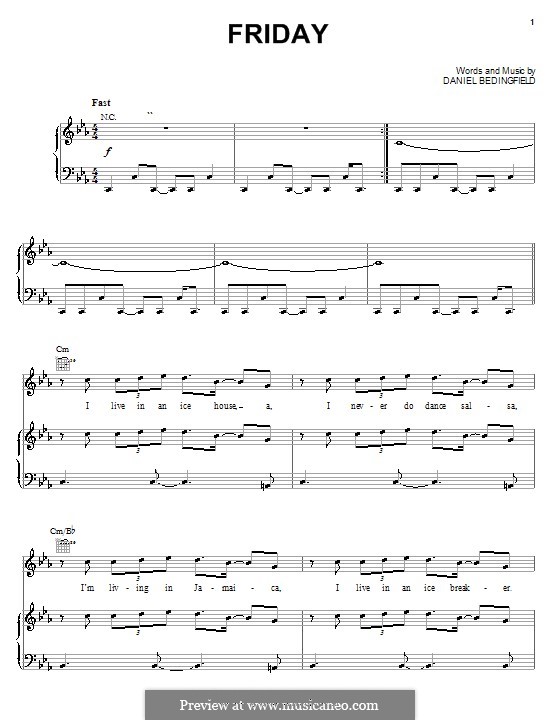 Friday: Para vocais e piano (ou Guitarra) by Daniel Bedingfield