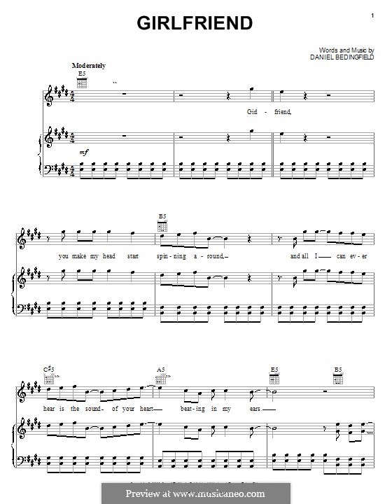 Girlfriend: Para vocais e piano (ou Guitarra) by Daniel Bedingfield