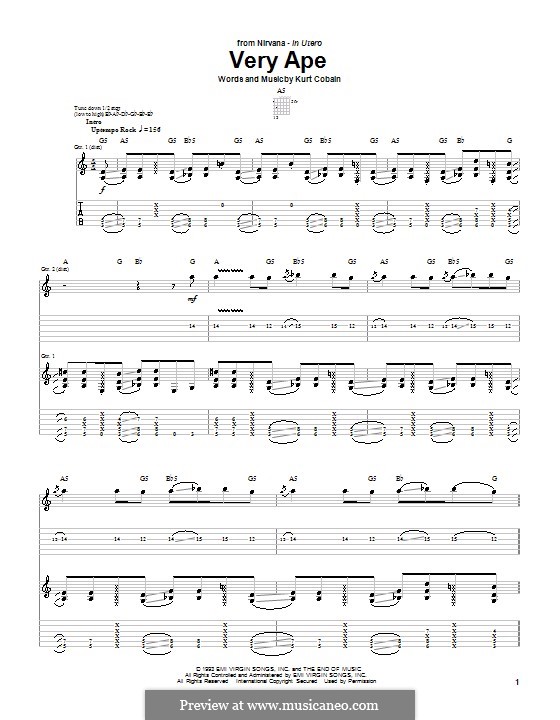 Very Ape (Nirvana): Para guitarra com guia by Kurt Cobain