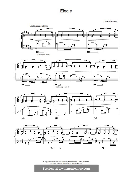 Dix pièces de genre, Op.10: No.5 Mélodie (Élégie) by Jules Massenet