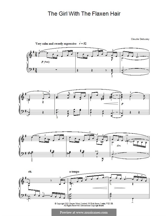 No.8 La fille aux cheveux de lin: para piano (partituras de alta qualidade) by Claude Debussy
