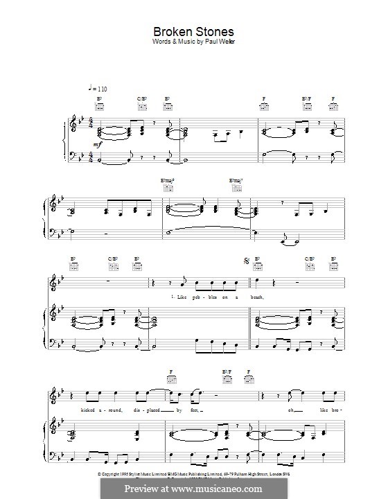 Broken Stones: Para vocais e piano (ou Guitarra) by Paul Weller