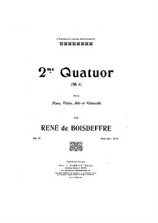 Piano Quartet in E Flat Major, Op.91: partituras completas, partes by René de Boisdeffre