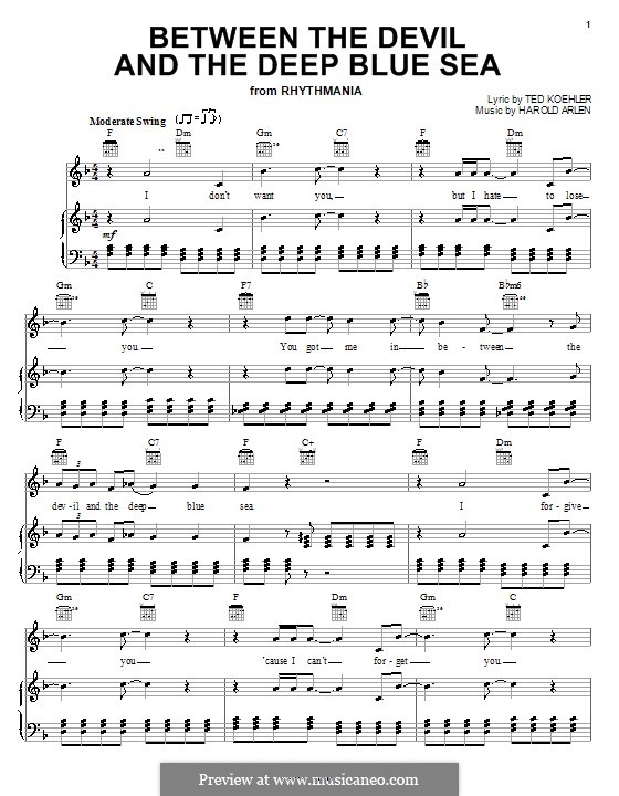 Between the Devil and the Deep Blue Sea: For voice and piano or guitar (André Previn) by Harold Arlen
