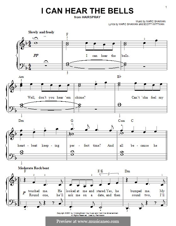 I Can Hear the Bells (from Hairspray): Facil para o piano by Marc Shaiman