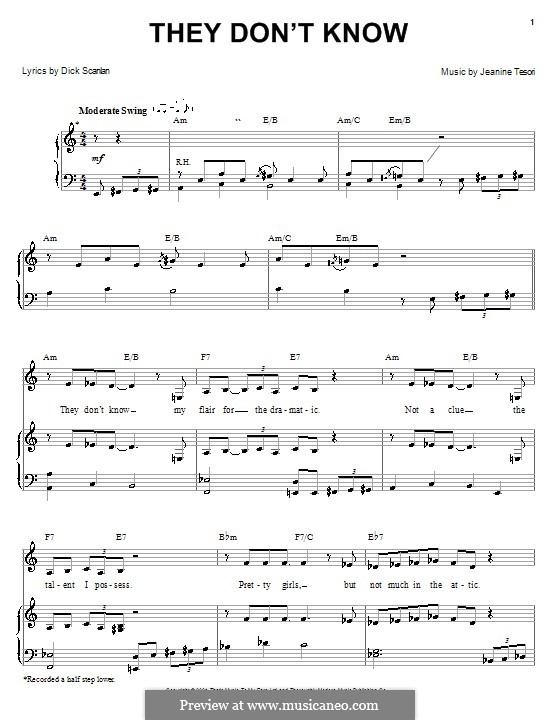 They Don't Know (from Thoroughly Modern Millie): Para vocais e piano (ou Guitarra) by Jeanine Tesori