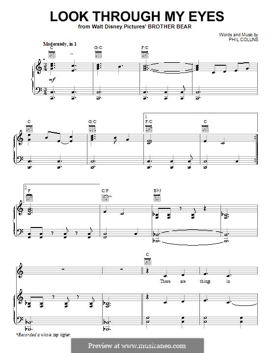 Look Through My Eyes (from Walt Disney's Brother Bear): Para vocais e piano (ou Guitarra) by Phil Collins