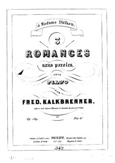 Three Romances without Words, Op.189: Three Romances without Words by Friedrich Kalkbrenner