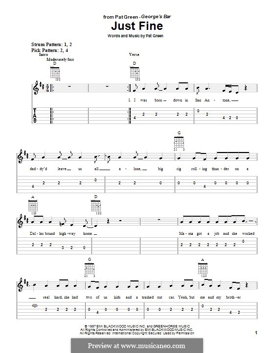 Just Fine: Para guitarra (versão facil) by Pat Green