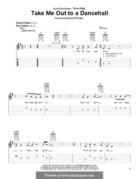Take Me Out To a Dancehall: Para guitarra (versão facil) by Pat Green