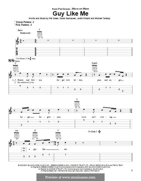 Guy Like Me (Pat Green): Para guitarra (versão facil) by David Neuhauser