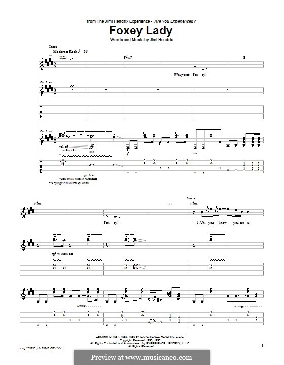Foxy Lady por J. Hendrix - Partituras on músicaNeo