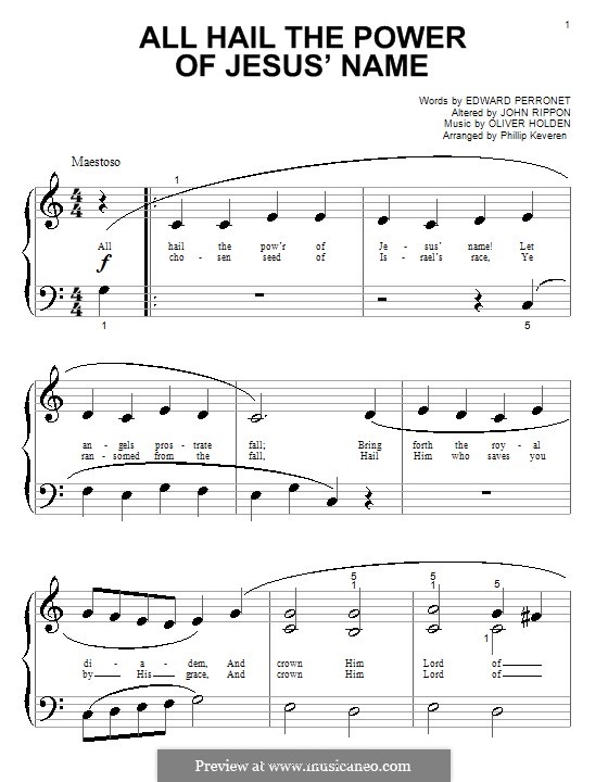 All Hail the Power of Jesus' Name: para piano (versão facil) by Oliver Holden