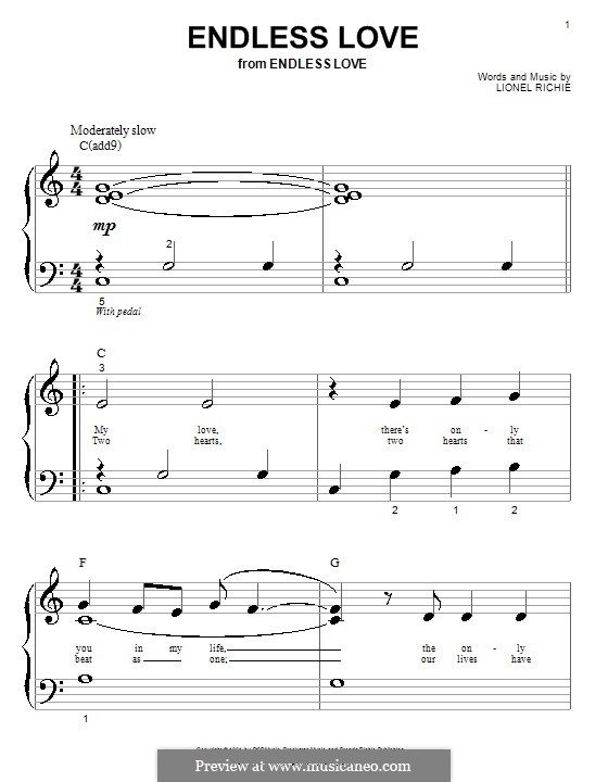 Endless Love: para piano (versão facil) by Lionel Richie