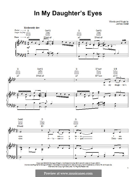 In My Daughter's Eyes: Para vocais e piano (ou Guitarra) by James Slater
