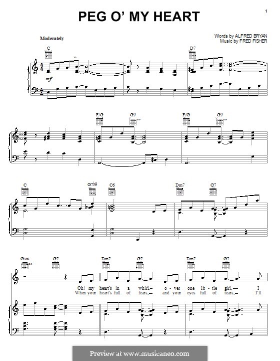 Peg O' My Heart: Para vocais e piano (ou Guitarra) by Fred Fisher