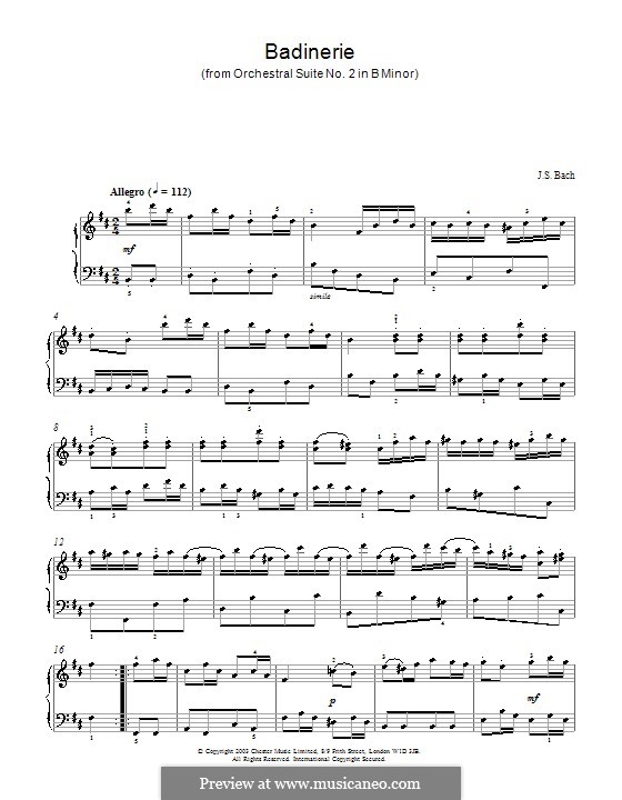 Badinerie: Para Piano by Johann Sebastian Bach