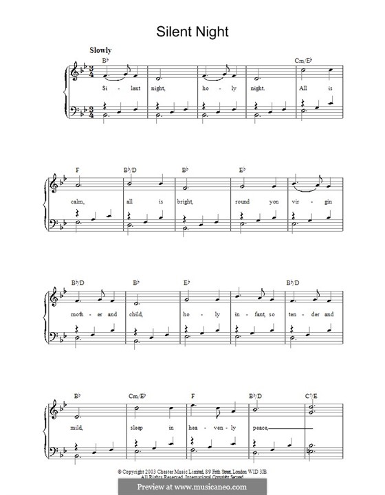 Piano version: versão muito facil by Franz Xaver Gruber
