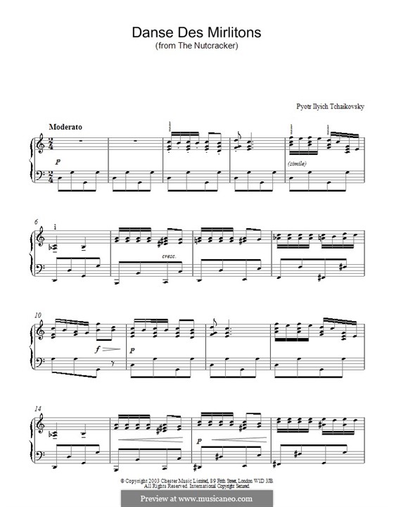 No.7 Dance of the Mirlitons: para piano (partituras de alta qualidade) by Pyotr Tchaikovsky