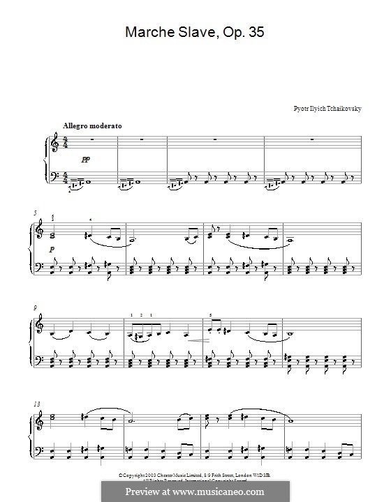 Slavonic March, TH 45 Op.31: arranjos para piano (Fragmento) by Pyotr Tchaikovsky