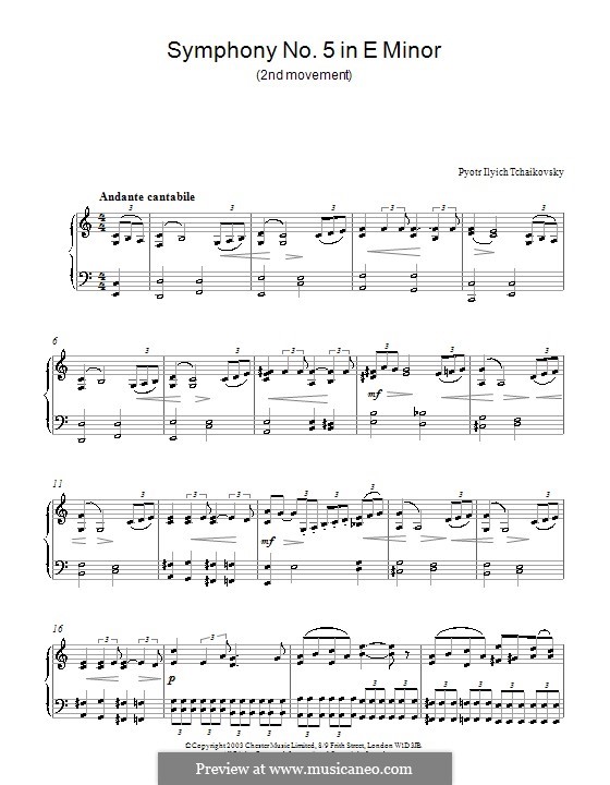 Movement II: arranjos para piano (Fragmento) by Pyotr Tchaikovsky