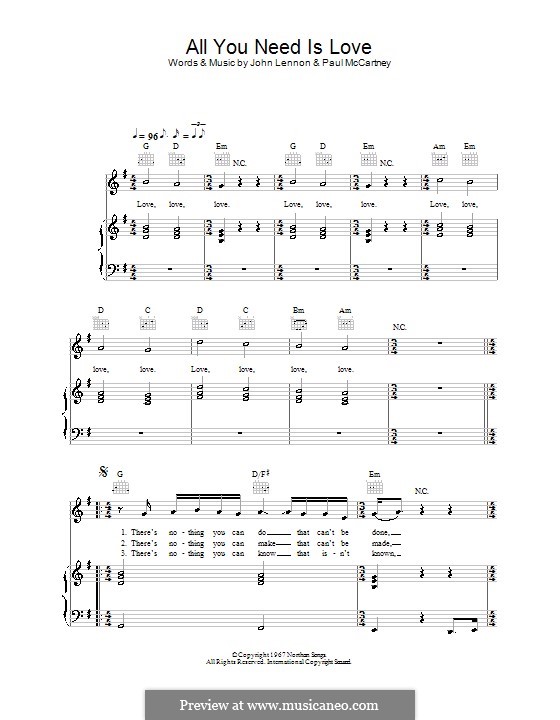 All You Need Is Love (The Beatles) por J. Lennon, P. McCartney em músicaNeo